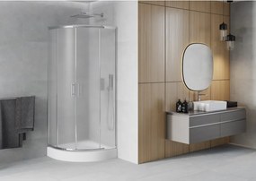 Mexen Rio cabina doccia semicircolare 70 x 70 cm, brina, cromo + piatto doccia, bianco - 863-070-070-01-30-4710