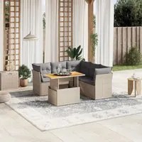 Set Divano da Giardino 5 pz con Cuscini Beige in Polyrattan 3270828