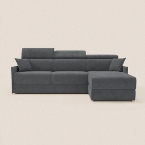 Miryam divano letto angolare compatto - poggiatesta reclinabili e penisola contenitore in tessuto smacchiabile T31