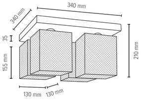 Spot-Light 8175460 - Plafoniera NORMAN WOOD 4xE27/25W/230V