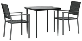 Set da pranzo da giardino 3 pz in polyrattan e acciaio