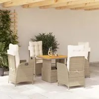 Set da Pranzo da Giardino 5 pz con Cuscini Beige in Polyrattan 3277470