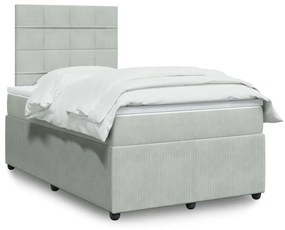 Giroletto A Molle Con Materasso Grigio Chiaro 120x200cm Velluto /