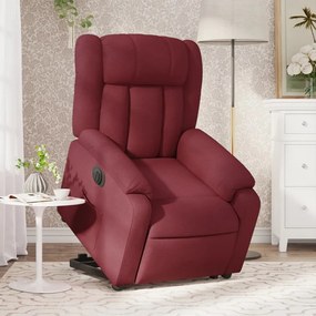 Poltrona Alzapersona Reclinabile Elettrica Rosso Vino Tessuto /