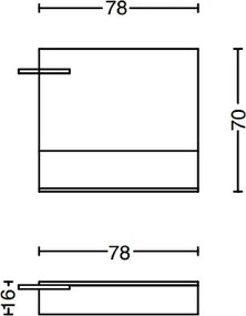 Specchio con lampada LED ripiano 80 cm in legno salvia opaco e base olmo caffč