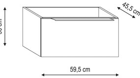 Mobile da bagno sospeso sotto lavabo L 59.5 x H 30 x P 45.5 cm bianco, 1 cassetto Brera