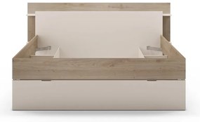 Letto matrimoniale effetto rovere con contenitore senza griglia in colore bianco e naturale 160x200 cm Albo - Marckeric