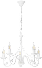 Lampadario a sospensione con catena DONATO 5xE14/40W/230V bianco