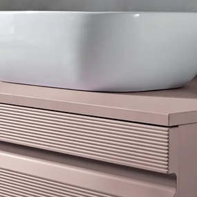 Mobile da bagno sospeso moderno con base 100 RIO con lavabo da appoggio ROSA POLVERE