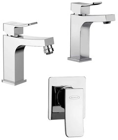 Set miscelatori lavabo + bidet + incasso doccia Jacuzzi | rubinetteria Tank ottone cromato per piletta clic clac