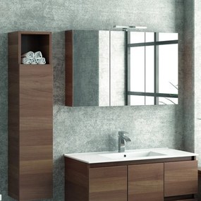 Composizione mobili bagno 100cm installazione sospesa mobile, specchio e colonna TOD-100A - KAMALU