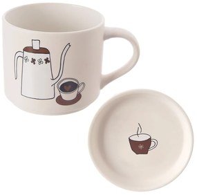 Tazza con coperchio bianca in porcellana 450 ml – Orion