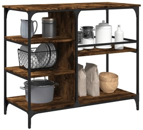 Carrello da cucina rovere fumo 100x45x89,5 cm legno multistrato