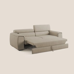 Zeno Divano con pouf estraibile poggiapiedi in tessuto morbido impermeabile T02 beige