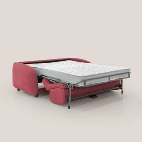 Giglio divano letto scandinavo japandi con materasso H18 cm in tessuto Bouclé impermeabile T07 rosso
