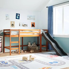 Letto soppalco senza materasso bambini marrone cera 80x200 pino