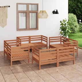 Set divani da giardino 8 pz marrone miele in massello di pino