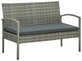 Set divani da giardino 4 pz con cuscini in polyrattan grigio