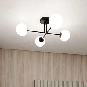 Lampadario da Soffitto in Acciaio ROMA 4 Nero 4xE14