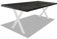 Tavolo da pranzo in legno e metallo con piedi a X bianchi - 160x90 cm