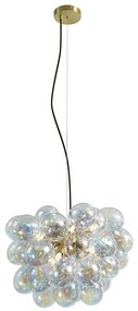 Lampada a sospensione Art Déco oro con vetro arcobaleno 50cm 8 luci - Uvas