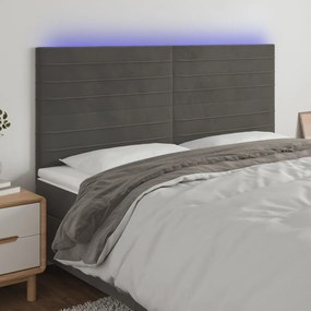 Testiera A Led Grigioscuro 180x5x118/128cm İn Velluto /