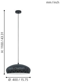 Eglo 98467 - Lampadario a sospensione con filo RAMON 1xE27/28W/230V