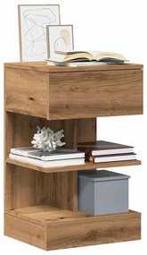 Comodini 2pz Rovere Artigianale 40x35x65cm İn Legno Multistrato /