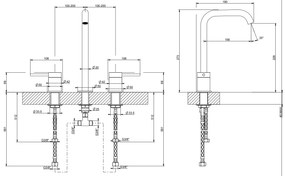 Gruppo lavabo 3 fori alto senza scarico steel brushed flessa 54011 gessi