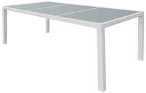 Set da Pranzo da Giardino 9 pz in Polyrattan Bianco Crema