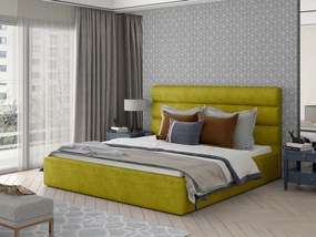 Letto matrimoniale con box contenitore Provenza - 180 x 200 cm , Tessuto giallo