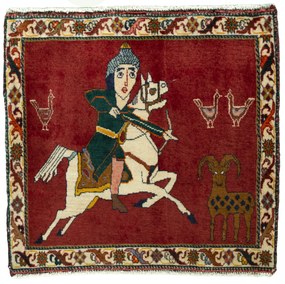 Shiraz Tappeto 60 x 60 Rosso (Iran) Annodato A Mano