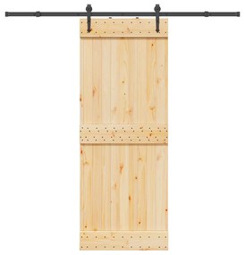 Porta Scorrevole Con Set Hardware 80x210 Cm Legno Massello Pino /