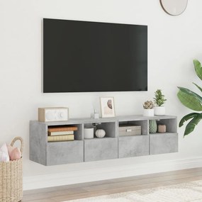 Mobili tv muro 2pz grigio cemento 60x30x30 cm legno multistrato