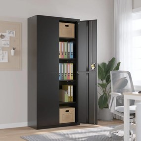 Armadio Classificatore Nero 90x40x200 Cm İn Acciaio /
