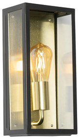 Lampada da parete per esterni industriale nera con oro IP44 - Rotterdam