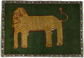 Gabbeh Tappeto 110 x 150 Verde (Iran) Annodato A Mano
