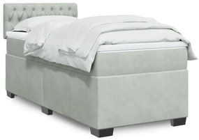Giroletto A Molle Con Materasso Grigio Chiaro 80x200 Cm Velluto /