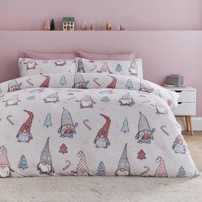 Set copripiumino e federa rosa chiaro in micropile per letto singolo 135x200 cm Festive Gnomes – Catherine Lansfield