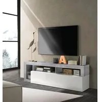 Porta Tv moderno in finitura bianco laccato lucido e Cemento, ZLCHNPTO-1-CE