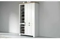 Scarpiera Dchristense, Porta scarpe salvaspazio a 6 ante, Armadio multifunzione da ingresso, 114x42h200 cm, Bianco e Rovere