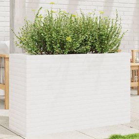 Fioriera Da Giardino Bianca 110x40x68,5 Cm Legno Massello Pino /