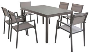 OMEN - set tavolo in alluminio cm 150 x 90 x 74 h con 6 poltrone Aulus