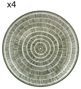 Set 4 piatti frutta righe verde porcellana Hanami