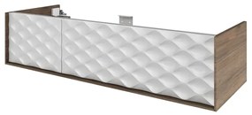 Mobile da bagno sospeso sotto lavabo L 135 x H 32 x P 48 cm bianco e noce laccato lucido, 2 cassetti SENSEA Neo Frame