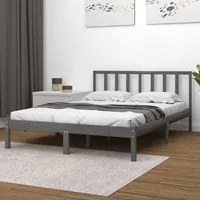 Giroletto Grigio in Legno Massello Pino 150x200cm 5FT King Size 3105078