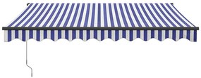 Tenda Sole Retrattile Blu e Bianca 3,5x2,5m Tessuto e Alluminio