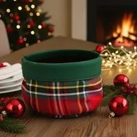 Cestino in tessuto tartan diametro 20 cm