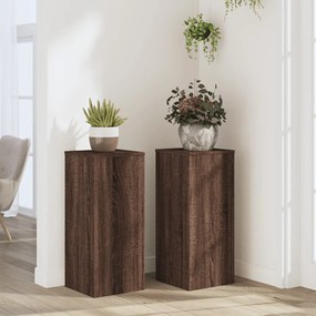 Supporti Per Piante 2 Pz Marrone 30x30x70 Cm Legno Multistrato /