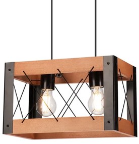 Lampadario a sospensione con filo FRIDA 2xE27/60W/230V nero/marrone faggio